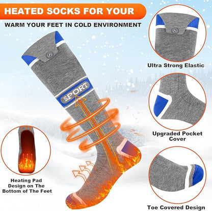 Heated Socks for Men Women,5000mAh Rechargeable Foot Warmer Electric Heating Socks with 3 Heating Settings & App Remote Control Thermal Electric Socks,Warm Socks for Hunting Skiing Camping Hiking