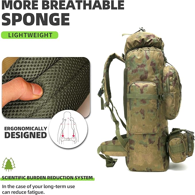 King'sGuard 100L Camping Hiking Backpack Molle Rucksack Military Camping Backpacking Daypack