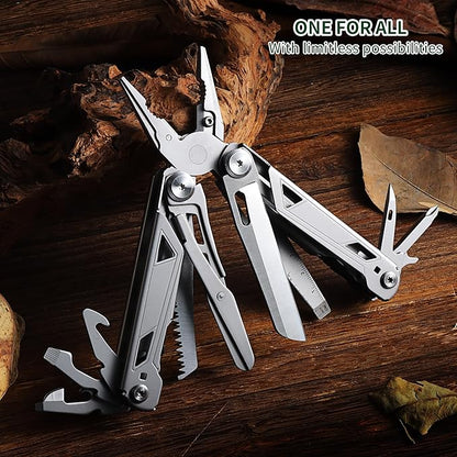 17-In-1 Multitool, Gifts for Men Dad Him Multi Tool Pliers, EDC Multi-Tool Kits, Stocking Stuffers Pocket Knife Gadgets for Camping Hiking Surviving Fishing Hunting