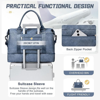 Travel Duffel Bag,Sports Tote Gym Bag,Shoulder Weekender Overnight Bag for Women