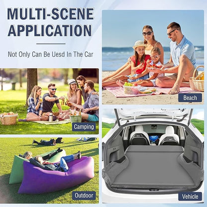Self Inflating Sleeping Pad for Tesla Model Y 2024-2020 Memory Foam Portable Camping Mattress Car Camping Mattress Bed for Model Y Chamois Surface for All Season