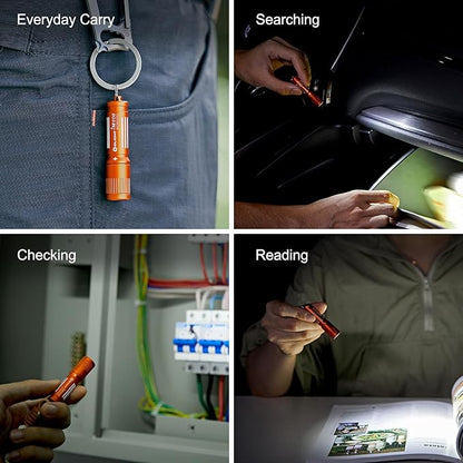 OLIGHT 90 Lumens i3E EOS PMMA TIR Lens AAA Flashlight Compact Keychain Flashlight EDC Flashlight for Night, Camping(Vibrant Orange)