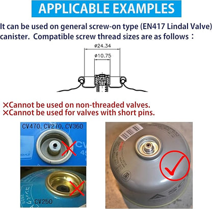 CAMPINGMOON 27.6-inch Multi-Function Gas Hose for EN417 Lindal Valve Screw-on Type Canister and Device Z21-70
