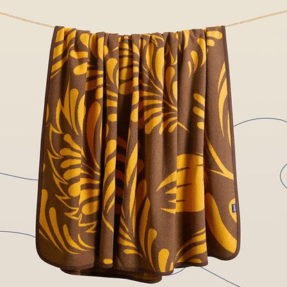 ACUSHLA Merino Wool Blanket - Soft Warm Thick Washable Large Throw Blanket for Camping Bed Couch Outdoor Travel All Weather, Rainforest Brown 79X63
