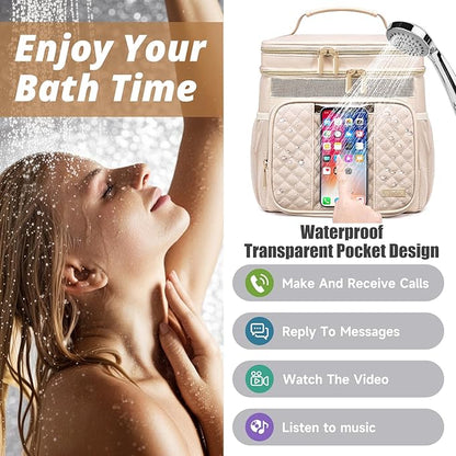 Large Leather Toiletry Bag for Women Men,Bathroom Bag,Water Resistant Portable Shower Caddy for College Dorm,Hanging Toiletry Bags for Traveling,Gym Camping Cruise Ship Travel Essentials Shower Bag