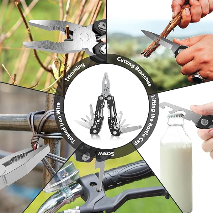 10 Pcs14-In-1 Multitool - Multi-functional Stainless Steel Pocket Knife for Men, Perfect for Outdoor, Home, and Auto Repair