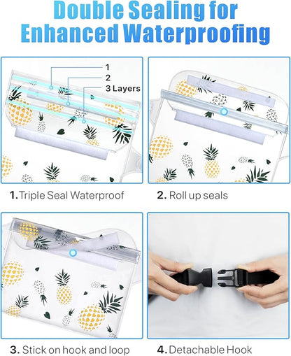 F-color Waterproof Fanny Pack - Waterproof Phone Pouch with Waist Strap - Cruise Essentials 2025 Must Haves Waterproof Pouch Dry Bag Keep Phone Valuables Safe for Beach Kayaking Boating Fishing