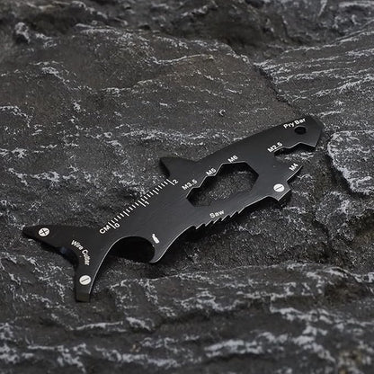 15-in-1 V15 Shark Shape Multitool, EDC Carabiner Camping Gadgets, Key Opener, Keychain Tool No Knife for Kids, Unique Gifts for Everyone Who Wants Nothing. (shark)