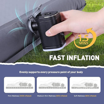 Elegear FiberAir Camping Sleeping Pad, 1100lb Ultra-Support Inflatable Sleeping Pad with Multi-Function Electric Pump, 4’’ Ultra-Thick Camping Air Mattress Pad for Camp/Backpacking/Hiking/Tent/Home