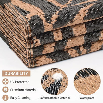 Outdoor Rugs Patio Camping Waterproof - 5x8 Plastic Straw Patio Rug Portable for Campers, Outside RVs Mat, Outdoor Area Carpet for Patios Clearance, Backyard Porch, Balcony, Picnic