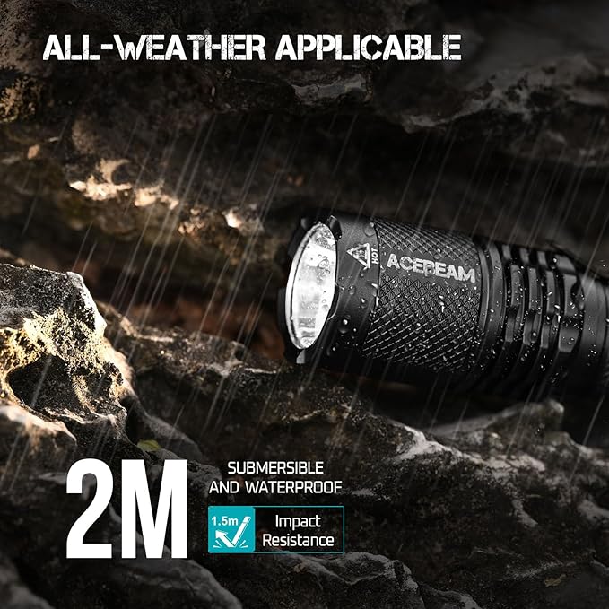 ACEBEAM TAC AA Tactical EDC Flashlight, 750 High Lumens Flashlight Rechargeable, 200 Meters Long Throw Pocket LED Flashlight, Super Bright Small Mini Flashlight, 519A-V1 LED 90+ High CRI Flash Light