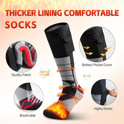 Electric Heated Socks, Rechargeable Heated Socks for Men Women Washable 2022 Upgraded Bluethooth APP Control 5000mAh Barrery Powered Feet Warmer Socks for Hunting Skiing Fishing Camping-XL
