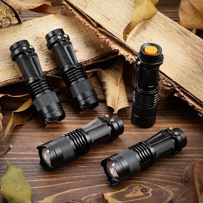 10 Pack Mini Flashlight LED Flashlight 3 Mode Flashlight Adjustable Handheld Flashlight for Camping Hiking Outdoor Work (Black)