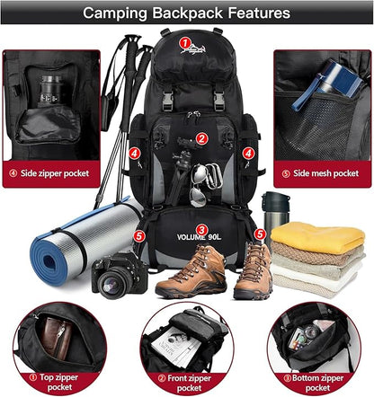 90L Large Camping Hiking Backpack,Trekking backpack,Waterproof Molle Rucksack Backpack,Sport Backpack