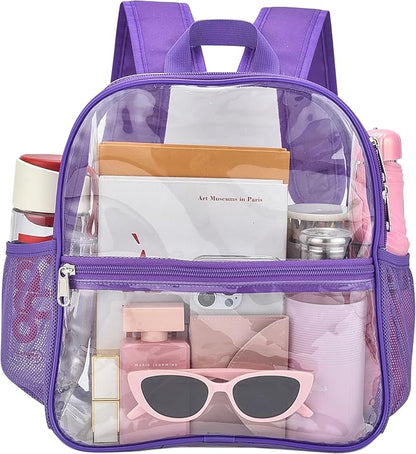 Oraben Clear Backpack for Stadium Events Clear Stadium Backpack 12x6x12 Bag (Enhanced Strap, Purple)