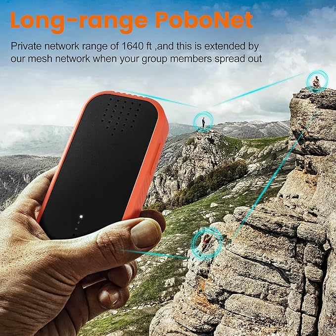 Mesh Communicator Walkie Talkie, Group to Communicate Hands-Free While Hiking, Biking or Camping, 2000FT, One-Click Match, Expandable Range Network, Personal Speaker (Pack of 2)