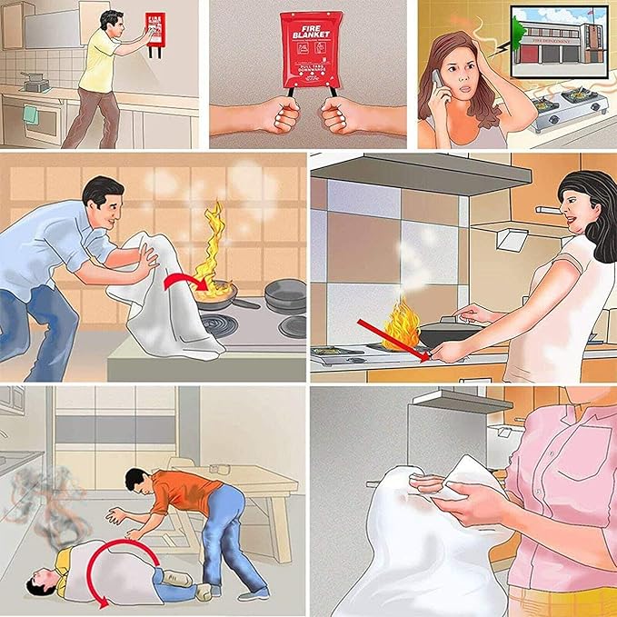 Emergency Survival Fiberglass Fire Blanket Shelter Safety Cover Ideal for The Kitchen, Fireplace, Grill, car, Camping(47x70 in)