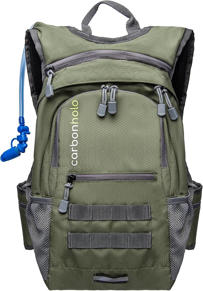 Hydration Backpack Daypack | Hiking Biking | Water Bladder Included | Insulated Pocket | Lightweight | Adjustable