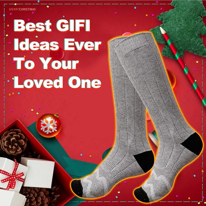 Electric Heated Socks, Upgraded Winter Rechargeable Washable Battery Heat Socks Men Women Thermal Warming Socks for Outdoor Hiking Camping Skiing Fishing Hunting Mountaineering