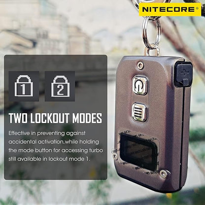Nitecore TINI 2 Ti Titanium 500 Lumen Rechargeable EDC Keychain Flashlight with Retractable Keychain