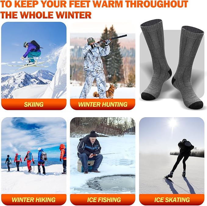 Heated Socks for Men/Women - 5V 5000mAh Battery Powered, Perfect for Outdoor Riding, Camping, Hiking, Motorcycling, and Skiing