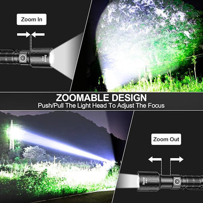 Flashlights 20,000 High Lumens Rechargeable, 1500M Long Throw Super Bright LED Small Powerful Flashlight with Memory Function, 6Modes Pocket Waterproof Flash Light for Camping,Hiking,Emergency