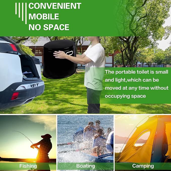 Portable Toilet, Adult and Child Toilet, 5.3 Gallon Mobile Toilet Bucket, Camping and Rv Toilet, Suitable for Camping, Hiking, Rv, Boat, Bedroom