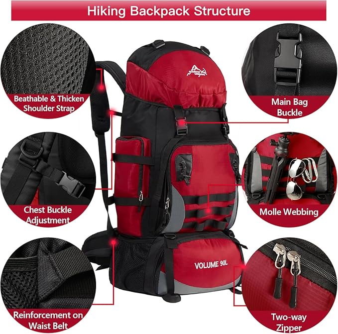 90L Large Camping Hiking Backpack,Trekking backpack,Waterproof Molle Rucksack Backpack,Sport Backpack