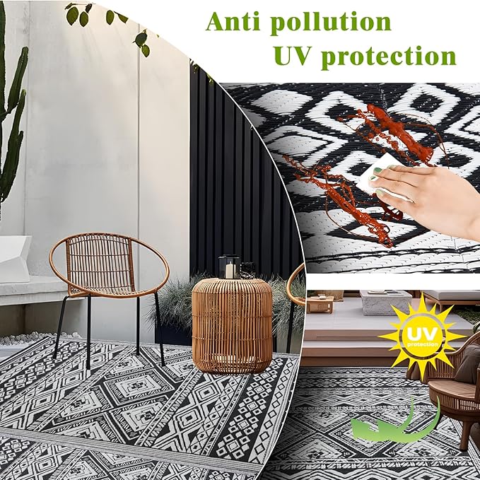 Outdoor Rug 8x10 ft Waterproof, Reversible Outdoor Plastic Straw Rug for Patios Clearance, Outdoor Area Rug Carpet RV Mat for Camping Backyard Deck Porch