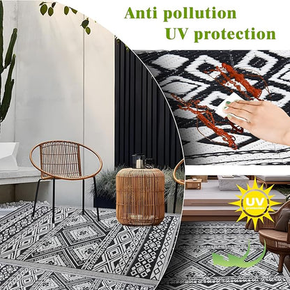 Outdoor Rug 8x10 ft Waterproof, Reversible Outdoor Plastic Straw Rug for Patios Clearance, Outdoor Area Rug Carpet RV Mat for Camping Backyard Deck Porch