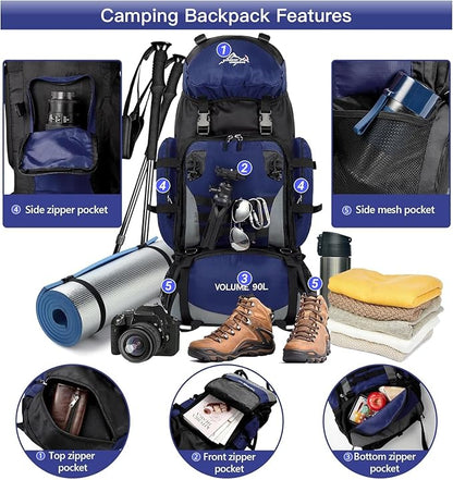90L Large Camping Hiking Backpack,Trekking backpack,Waterproof Molle Rucksack Backpack,Sport Backpack