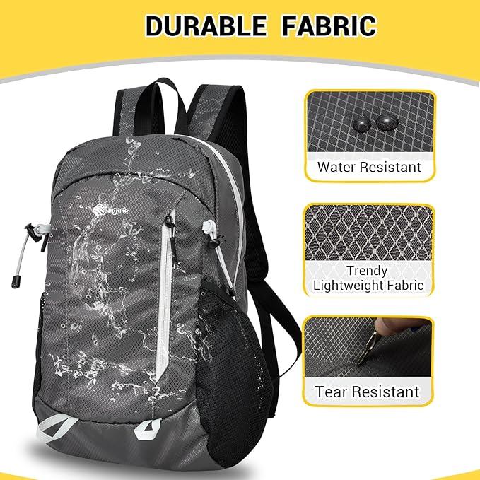 15L Highly Water-resistant Hiking Daypack, Small Backpack Travel Outdoor, Lightweight Day Pack with Tool Loops