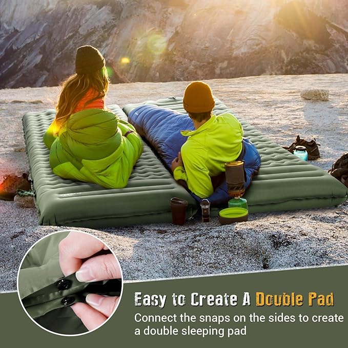 Elegear Self Inflating Sleeping Pad for Camping, 4" Ultra-Thick Camping Mattress Pad with Pillow Built-in Foot Pump Camping Sleeping Mat for Backpacking, Hiking, Portable Camping Pad
