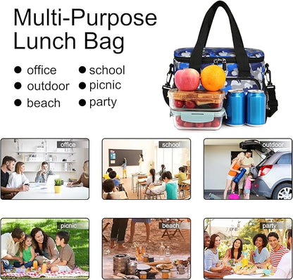 Femuar Lunch Bags for Women/Men, Insulated Lunch Bag for Work Office - Lunch Cooler Bag Leakproof Lunch Box with Adjustable Shoulder Strap - Blue Camouflage