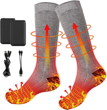 Electric Heated Socks, Upgraded Winter Rechargeable Washable Battery Heat Socks Men Women Thermal Warming Socks for Outdoor Hiking Camping Skiing Fishing Hunting Mountaineering