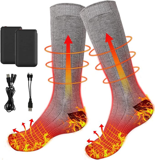 Electric Heated Socks, Upgraded Winter Rechargeable Washable Battery Heat Socks Men Women Thermal Warming Socks for Outdoor Hiking Camping Skiing Fishing Hunting Mountaineering