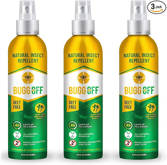 Natrual Mosquito, Gnats & Tick Spray Repellent, 8.5 FL OZ (250ml) Deet Free, Made with Essential Oils, Lasts up to 4 Hours Original (3 Pack)