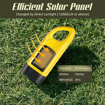 Hand Crank Solar Powered Flashlights,Compact Emergency Rechargeable LED Flashlight Handheld Survival Flashlight,Quick Snap Carbiner Dynamo Flashlight for Outdoor,Sports,Hiking (Yellow)