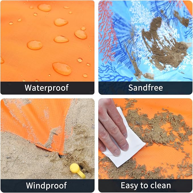 NewDoar Beach Blanket Sandproof Extra Large for 1-3 Adults / 1-8 Adults Sand Free Beach Mat Picnic Blanket Waterproof Oversized Lightweight Picnic Mat for Camping Hiking Beach Travel-/1-3person