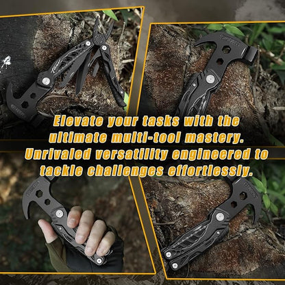 HAPHAESTUS Series 13-H Multitool Hammer with Premium Stainless Steel Pliers and Saw, Short Dagger, Black Luxury Gift Box