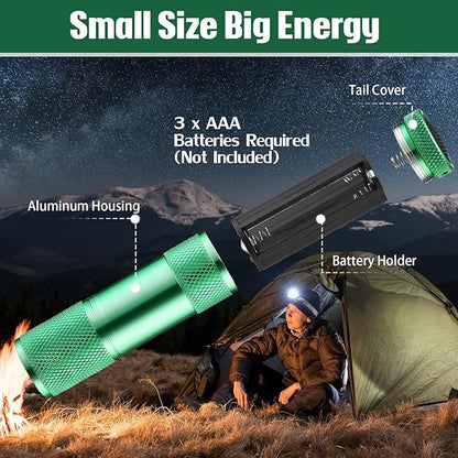 VIHOSE 32 Pcs Mini Flashlights Bulk, Bright Aluminum Handheld Flash Light with Lanyard, Small LED Flashlights for Kids Night Reading Emergency Hurricane Camping Hiking Party Favors(Green)