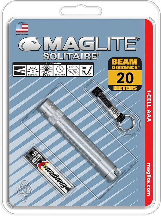 Maglite Solitaire Incandescent 1-Cell AAA Flashlight Gray