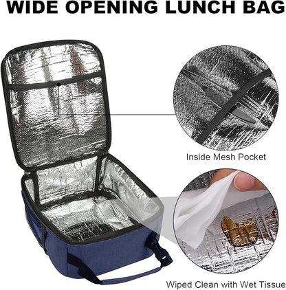 Femuar Lunch Box for Men Women Adults, Small Lunchbox for Work Picnic - Reusable Lunch bag Portable Lunch tote, Blue