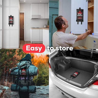 Emergency Fire Blanket for Home & Kitchen | 2-Pack + Mount | Fire Extinguisher for Camping Gear, Car Safety, Hiking, Survival Kit & Welding | Flame Retardant Preparedness Supplies 39" x 39"