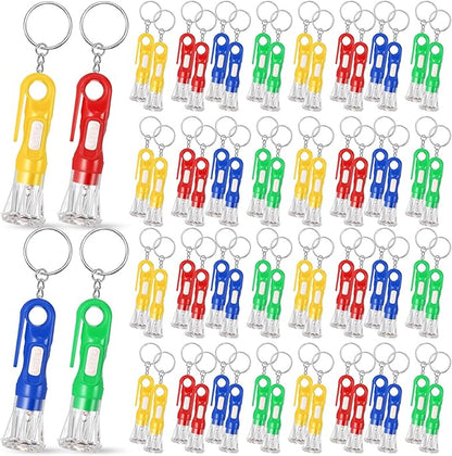 Jexine 100 Pcs Mini Flashlight Keychain Bulk for Kids Assorted Colors Torch Keyring Flashlights LED Keychain Flashlights Small Keychain Light Hiking Camping Christmas Party Favors (Novel)
