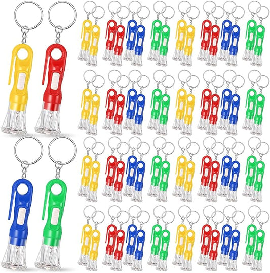 Jexine 100 Pcs Mini Flashlight Keychain Bulk for Kids Assorted Colors Torch Keyring Flashlights LED Keychain Flashlights Small Keychain Light Hiking Camping Christmas Party Favors (Novel)