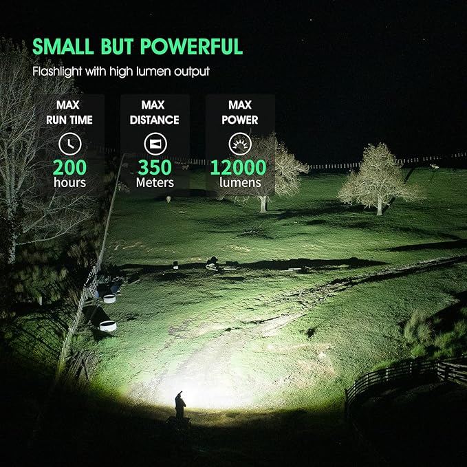 WUBEN X1 Rechargeable Flashlight 12000 Lumens, Super Bright Tactical Flashlights, Fast Charging 7 Light Modes Programmable, IP55 Waterproof High Powered Flashlights for Emergency, Rescue, Inspection