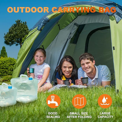 2 Pack Collapsible Water Container with Spigot 2.6 Gallon, Foldable Camping Water Storage Jug Portable Water Canteen for Outdoor Hiking, Fishing, Emergency