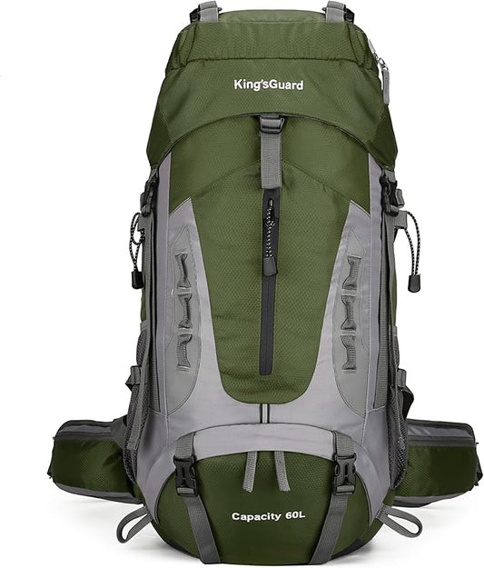 60L Hiking Backpack Large Waterproof Camping Backpack for Men and Women Lightweight Frameless Backpacking Backpack with Rain Cover (Army Green)