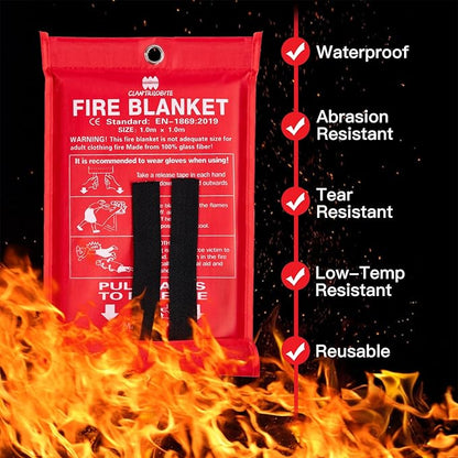 Fire Blanket for Home and Kitchen, 2 Pack Emergency Fire Blanket with Gloves, 40”x 40” Fire Extinguisher Blanket, Fire Suppression Blanket Fire Retardant Blanket for Camping Car Survival